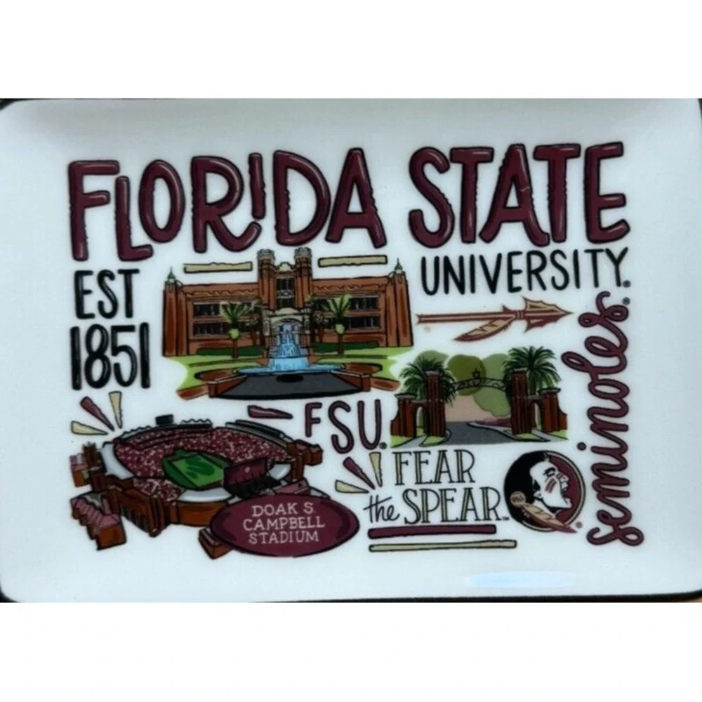 Glory Haus Florida State University Seminoles Ceramic‎ Dorm Trinket Tray 5x7 NEW